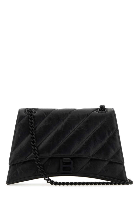 Balenciaga Women Black Leather Crush M Shoulder Bag