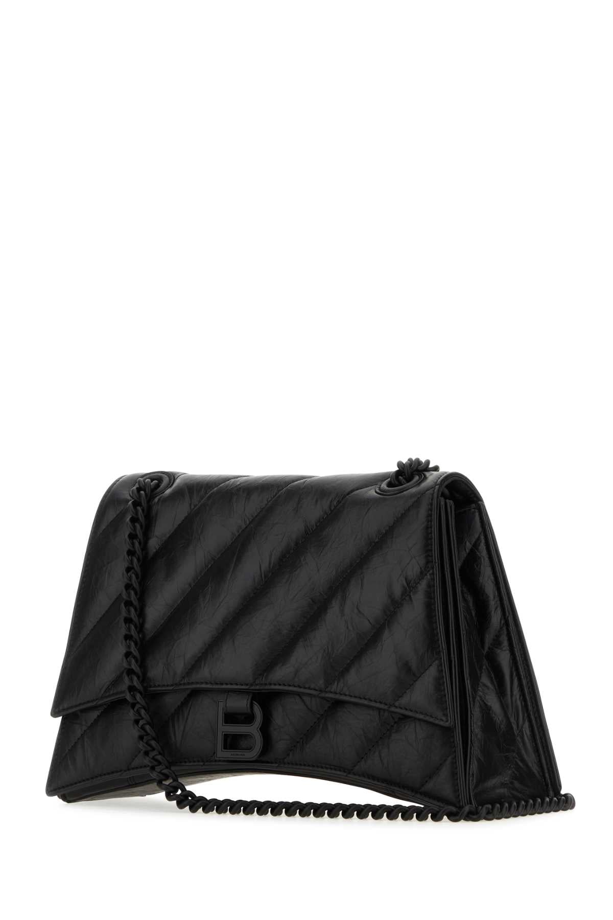 Balenciaga Women Black Leather Crush M Shoulder Bag