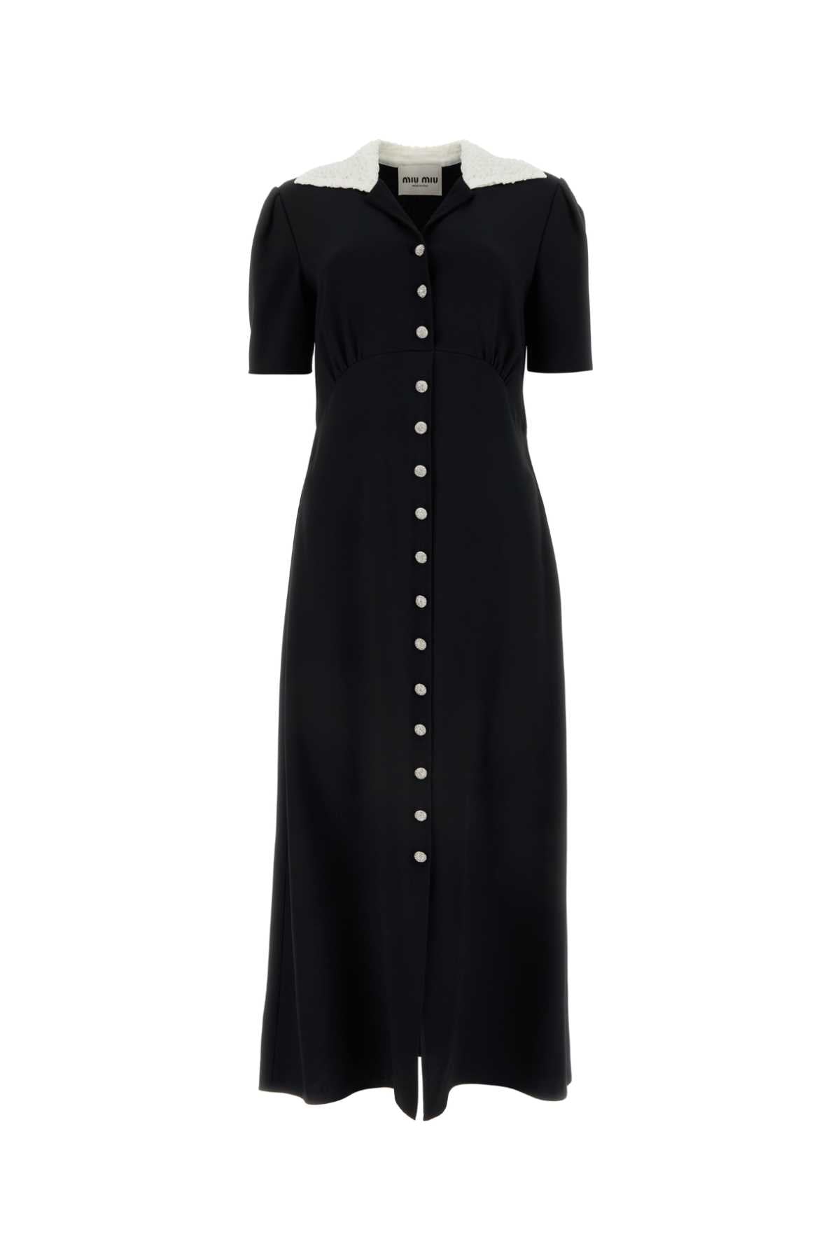 Miu Miu Women Black Crepe Shirt Dress