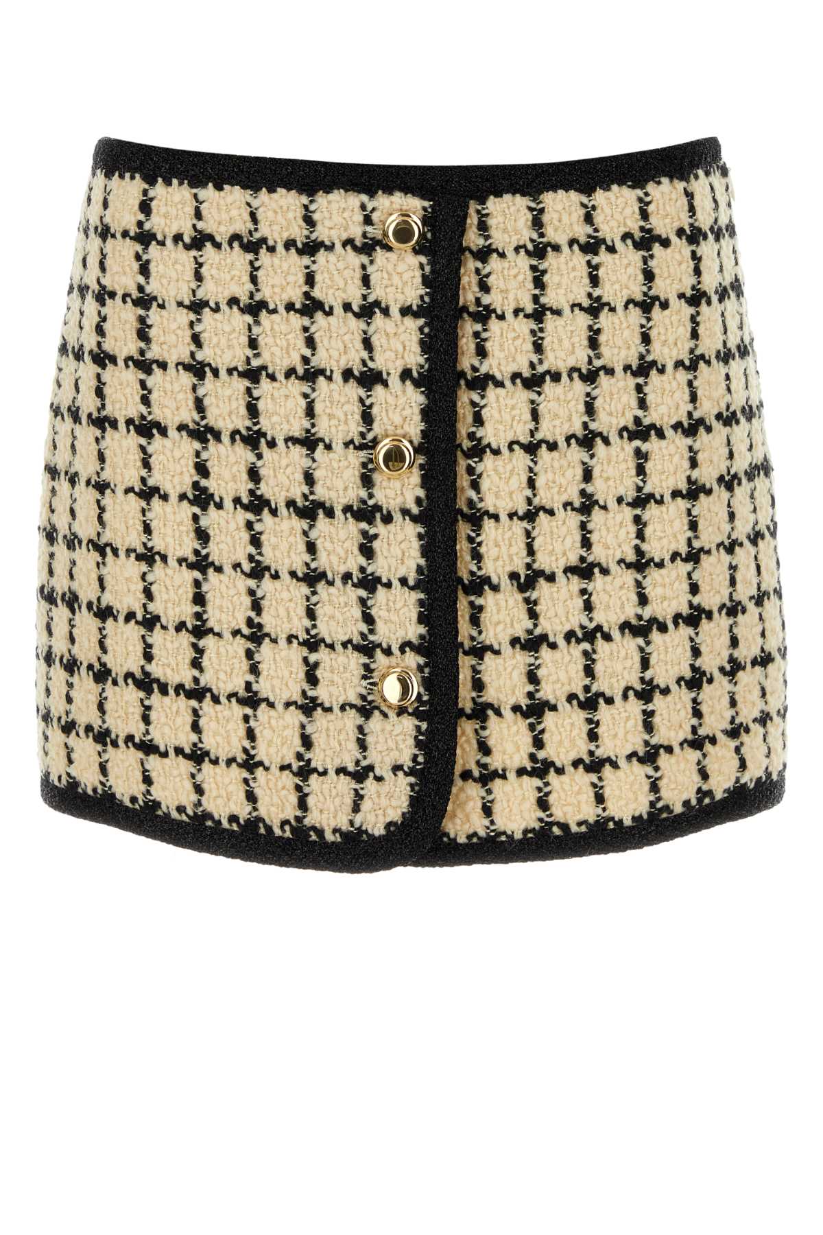 Miu Miu Women Embroidered Wool Blend Mini Skirt