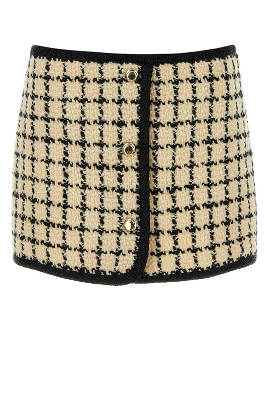 Miu Miu Women Embroidered Wool Blend Mini Skirt
