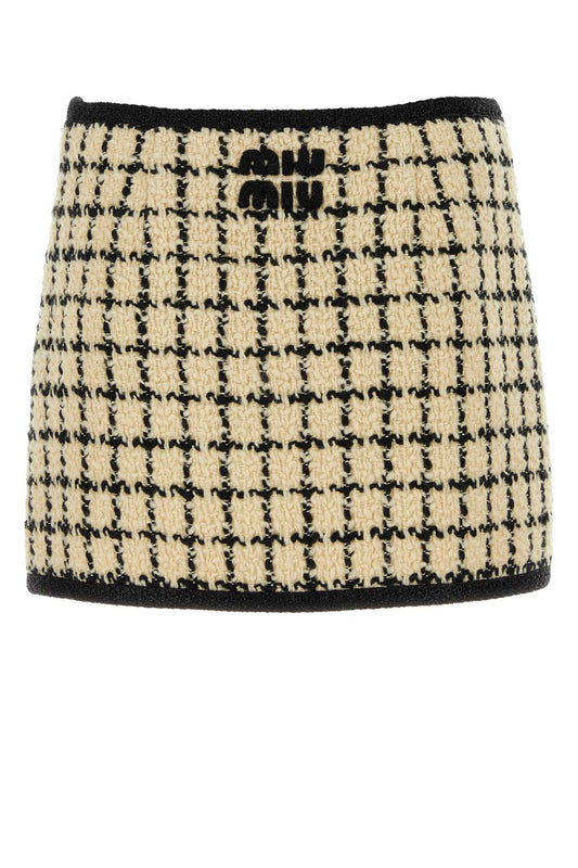 Miu Miu Women Embroidered Wool Blend Mini Skirt