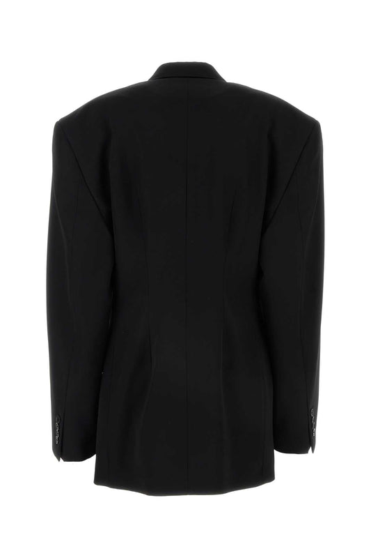 Balenciaga Women Black Barathea Oversize Cinched Blazer