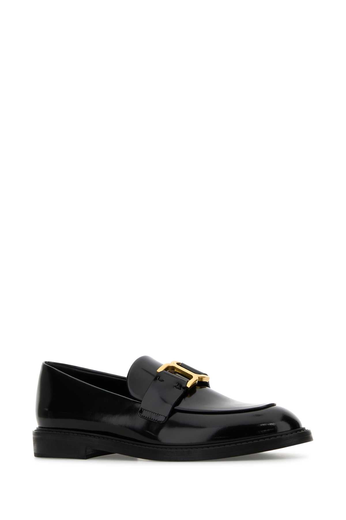 Chloe Women Black Leather Marcie Loafers