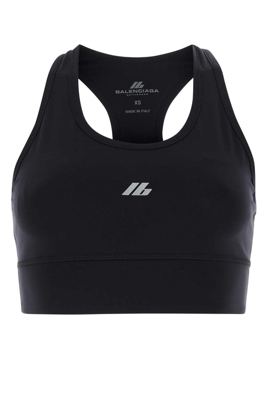 Balenciaga Women Black Stretch Nylon Crop-Top
