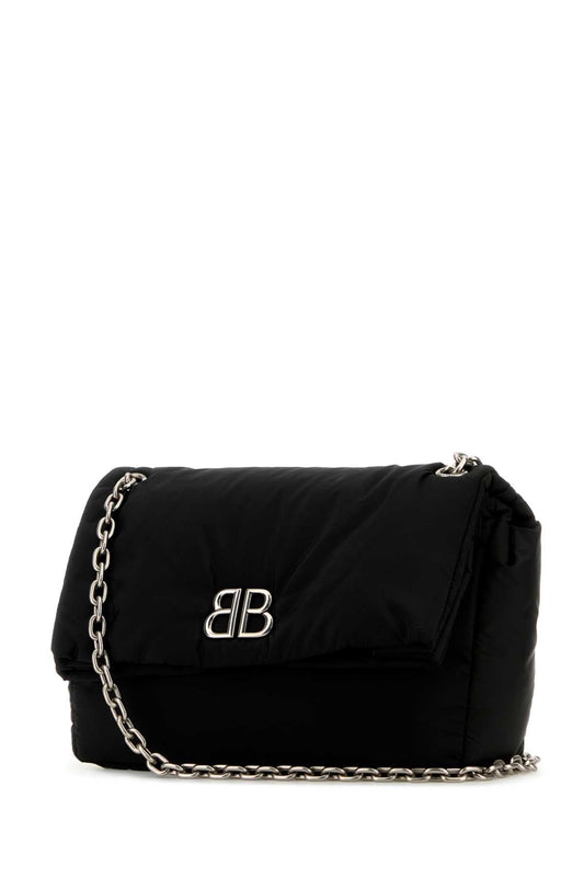 Balenciaga Women Black Nylon Medium Monaco Shoulder Bag