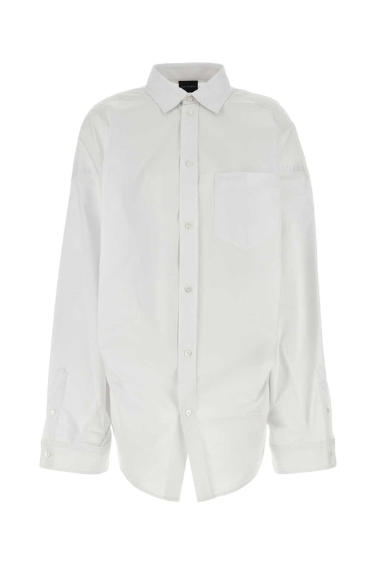Balenciaga Women White Poplin Oversize Shirt