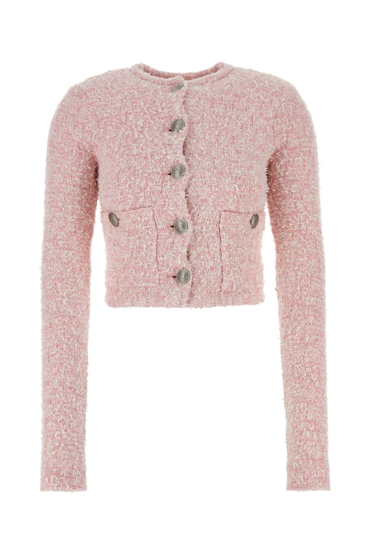 Balenciaga Women Pink Tweed Cardigan