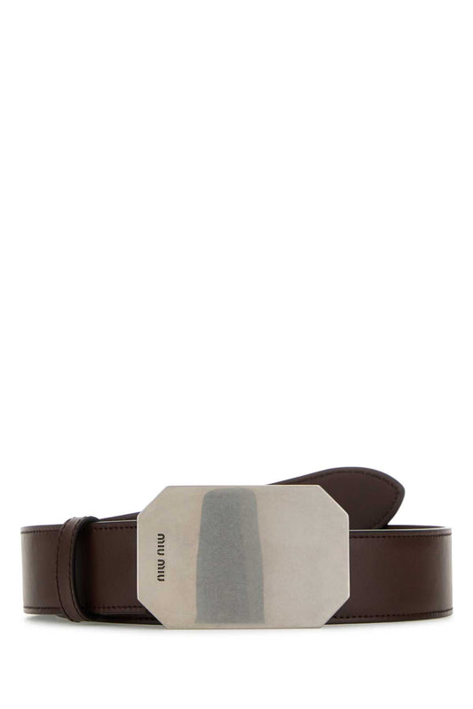Miu Miu Women Chocolate Leather Belt