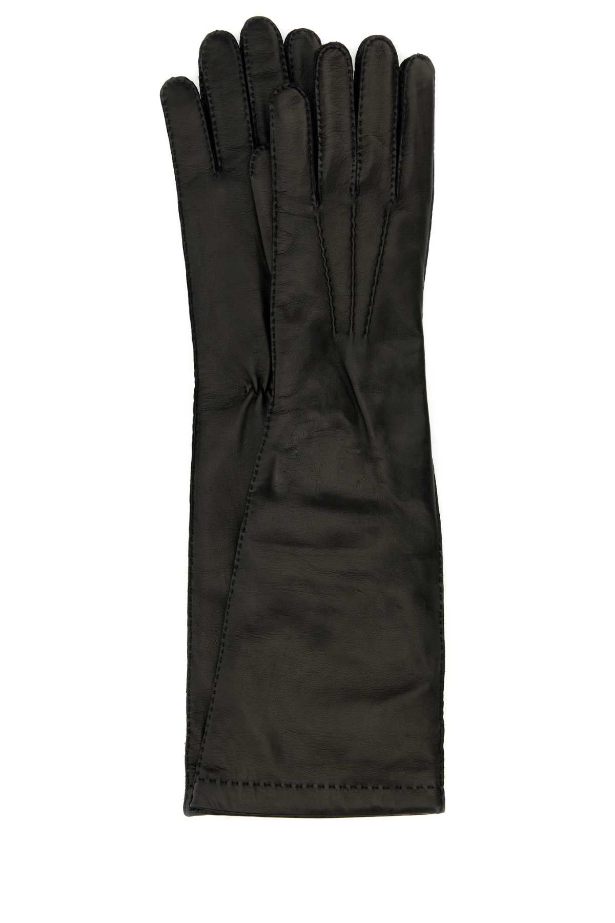 Miu Miu Women Black Nappa Leather Gloves
