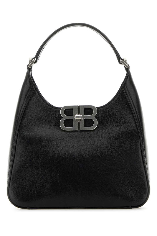 Balenciaga Women Black Leather Bb Soft Handbag