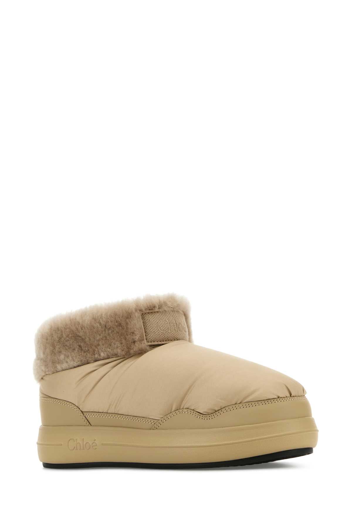 Chloe Women Beige Fabric Ankle Boots