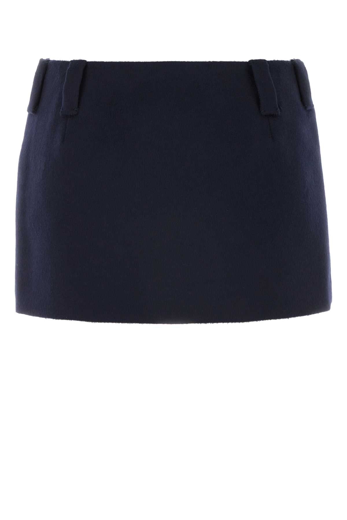 Miu Miu Women Midnight Blue Wool Blend Mini Skirt