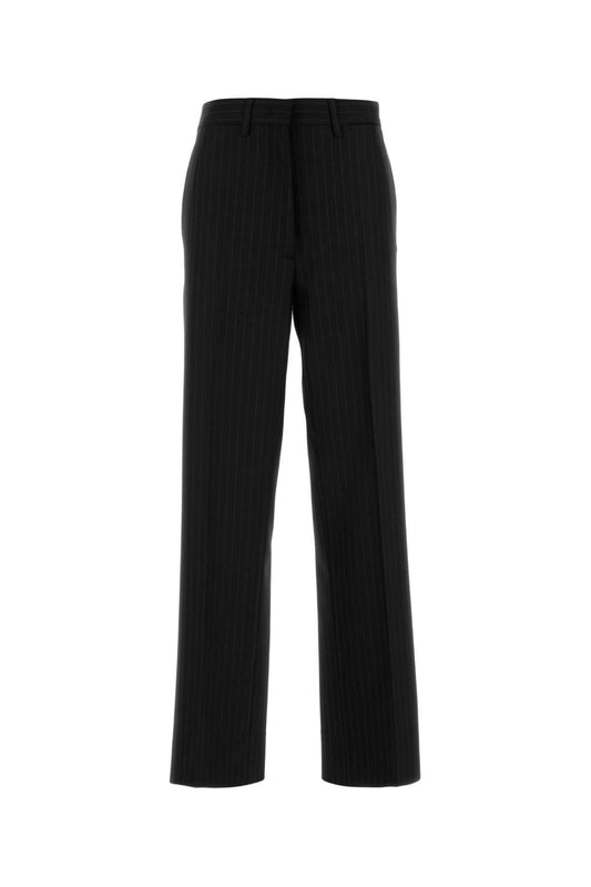 Miu Miu Women Embroidered Stretch Wool Palazzo Pant