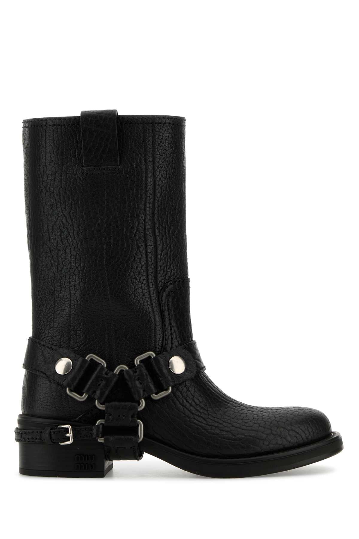 Miu Miu Women Black Leather Ankle Boots