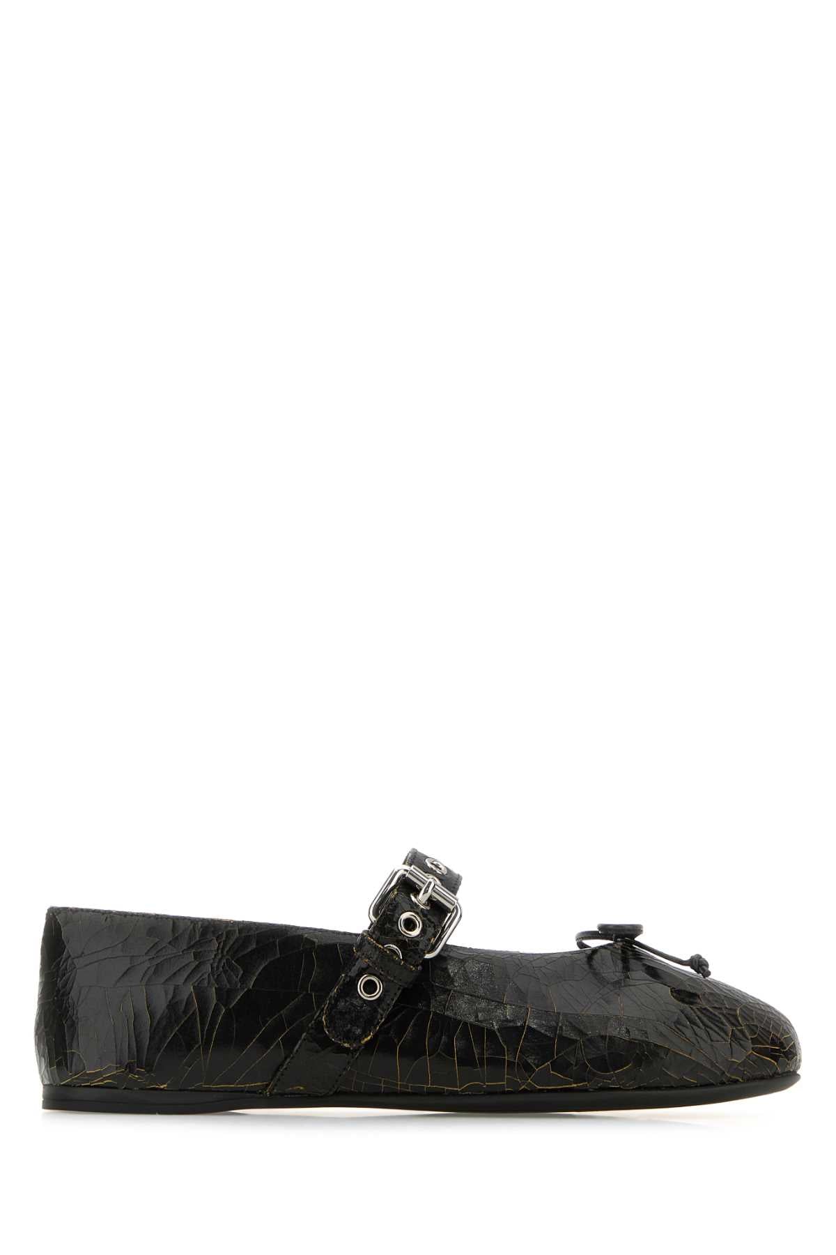 Miu Miu Women Black Leather Ballerinas