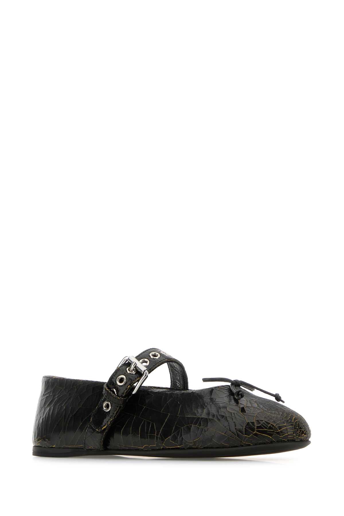 Miu Miu Women Black Leather Ballerinas