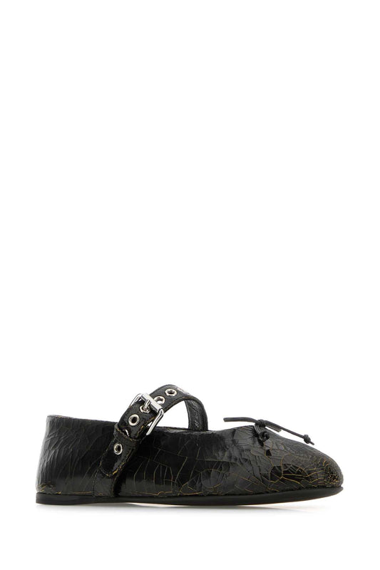 Miu Miu Women Black Leather Ballerinas