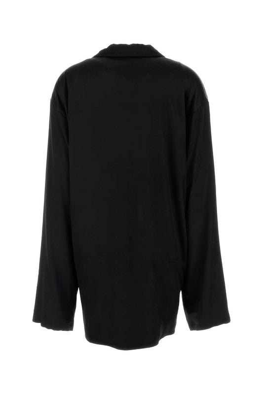 Balenciaga Women Black Satin Oversize Shirt