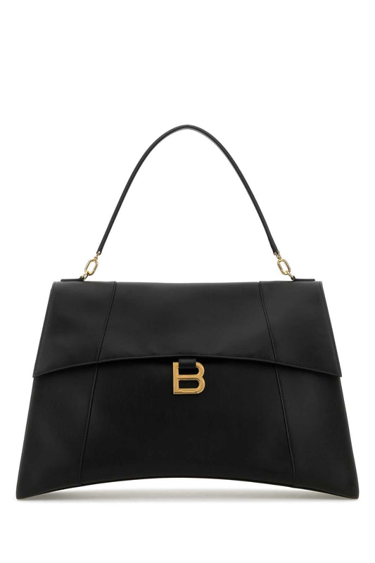 Balenciaga Women Black Leather Large Hourglass Soft Handbag
