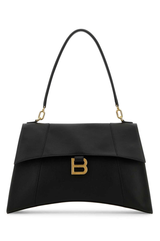 Balenciaga Women Black Leather Hourglass Shoulder Bag