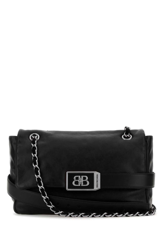 Balenciaga Women Black Leather Modu Shoulder Bag
