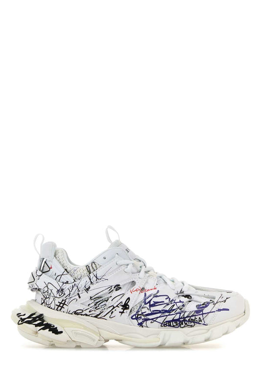 Balenciaga Women White Mesh And Rubber Track Sneakers