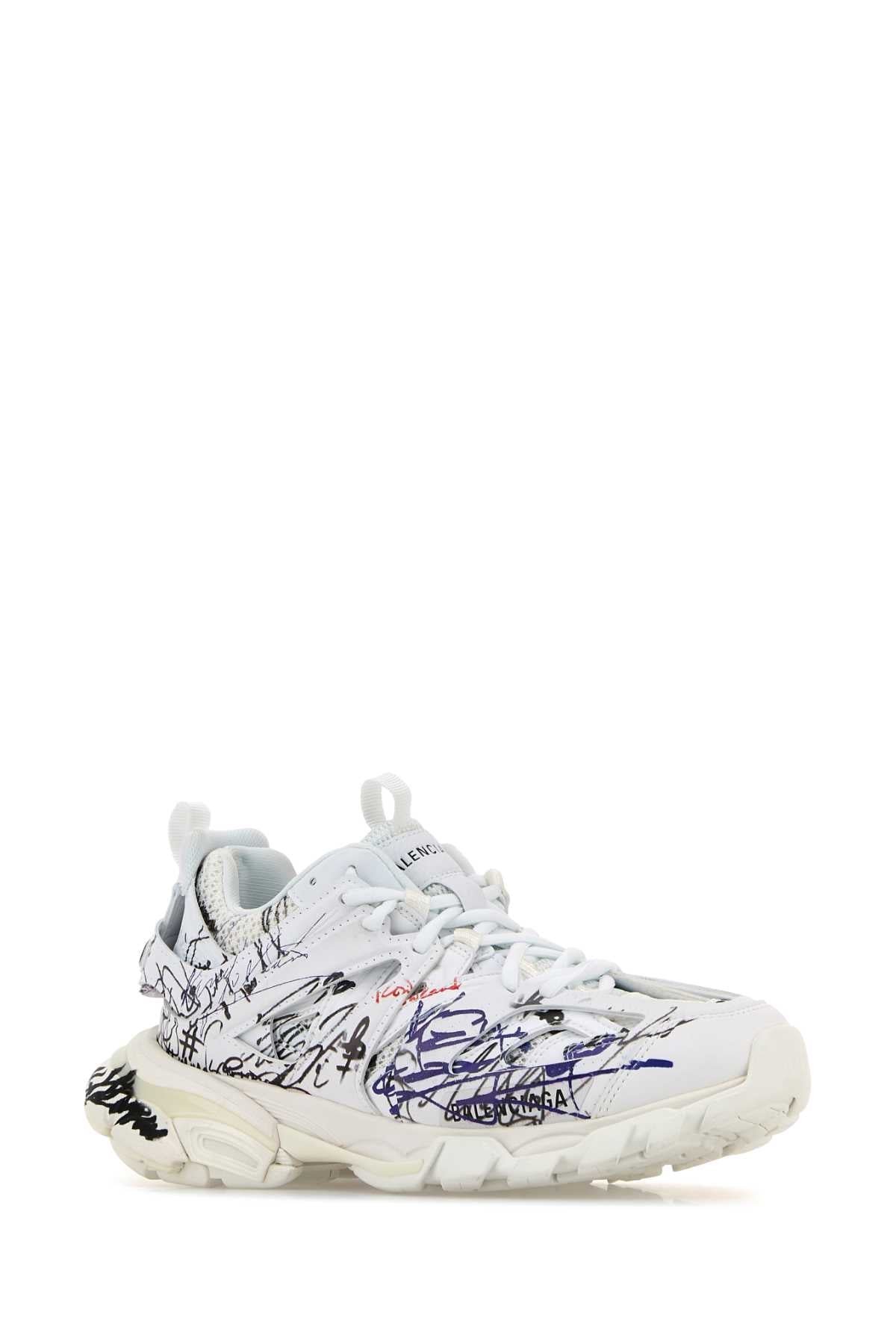 Balenciaga Women White Mesh And Rubber Track Sneakers
