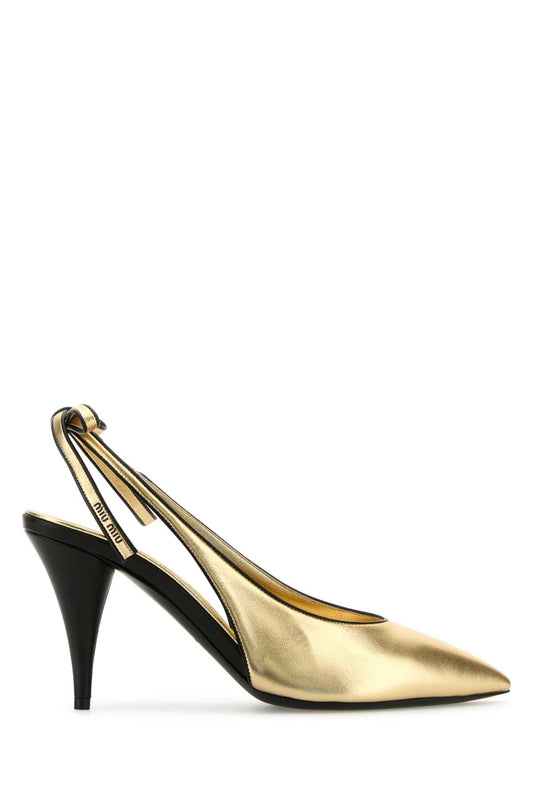 Miu Miu Women Gold Leather Pumps