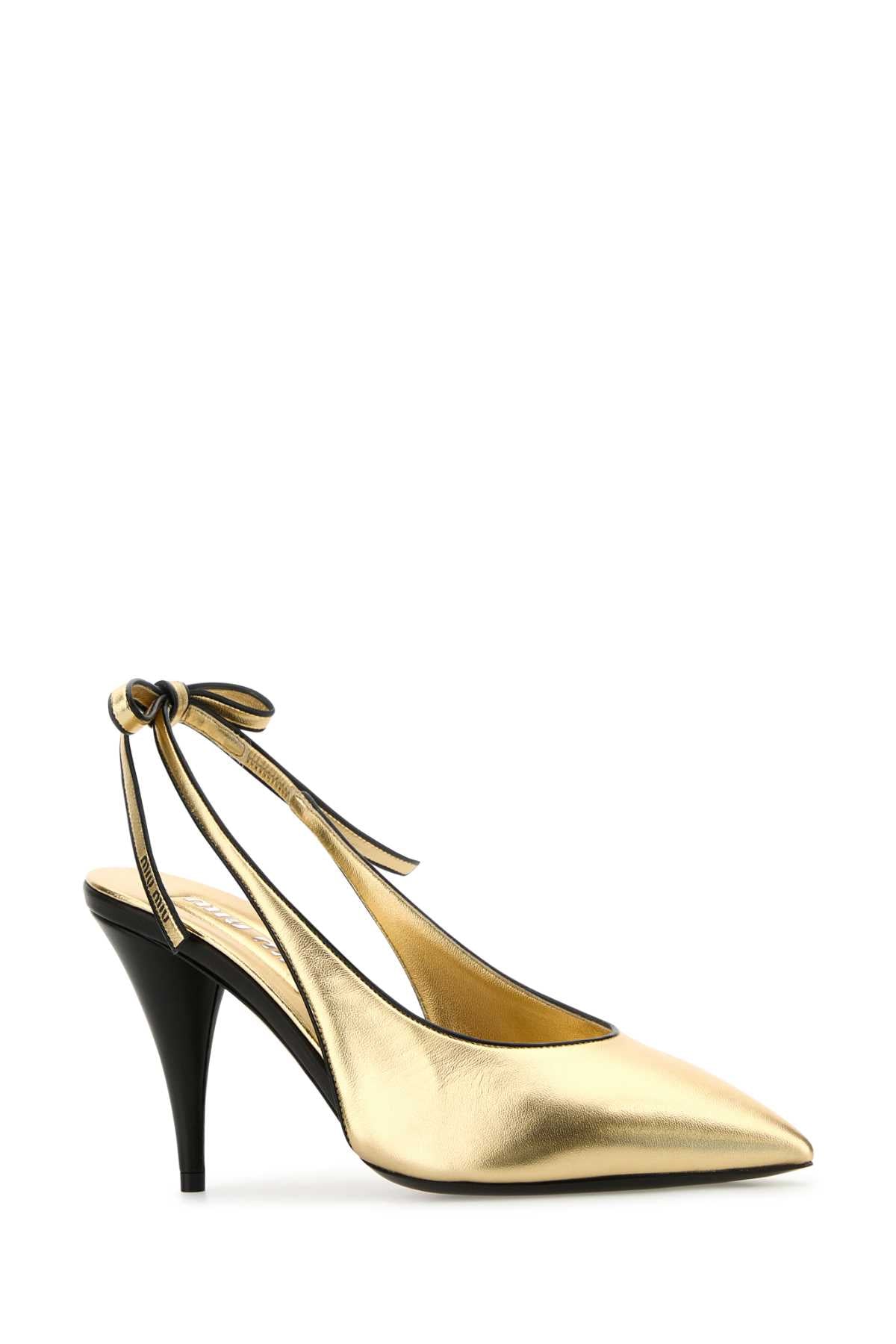 Miu Miu Women Gold Leather Pumps