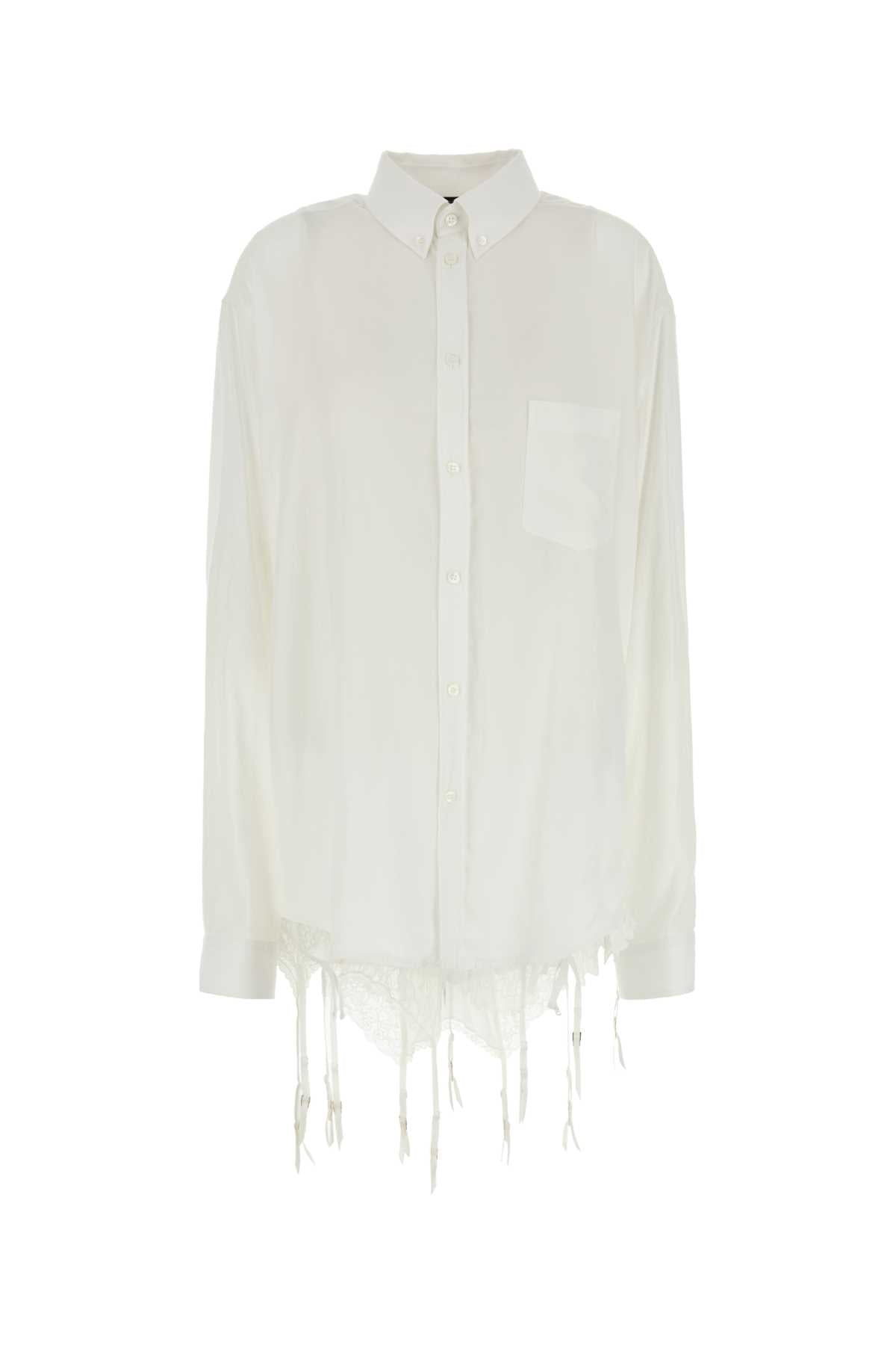 Balenciaga Women White Lyocell Oversize Shirt