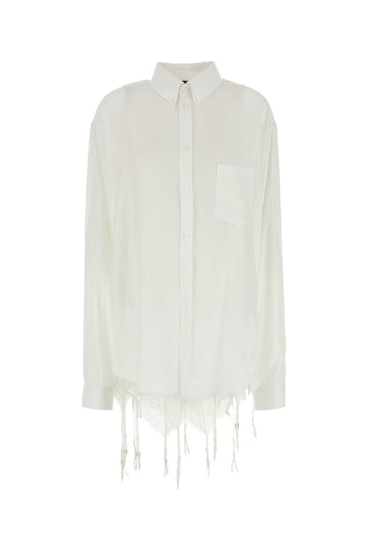 Balenciaga Women White Lyocell Oversize Shirt