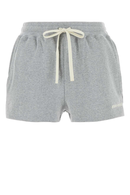 Miu Miu Women Grey Cotton Shorts