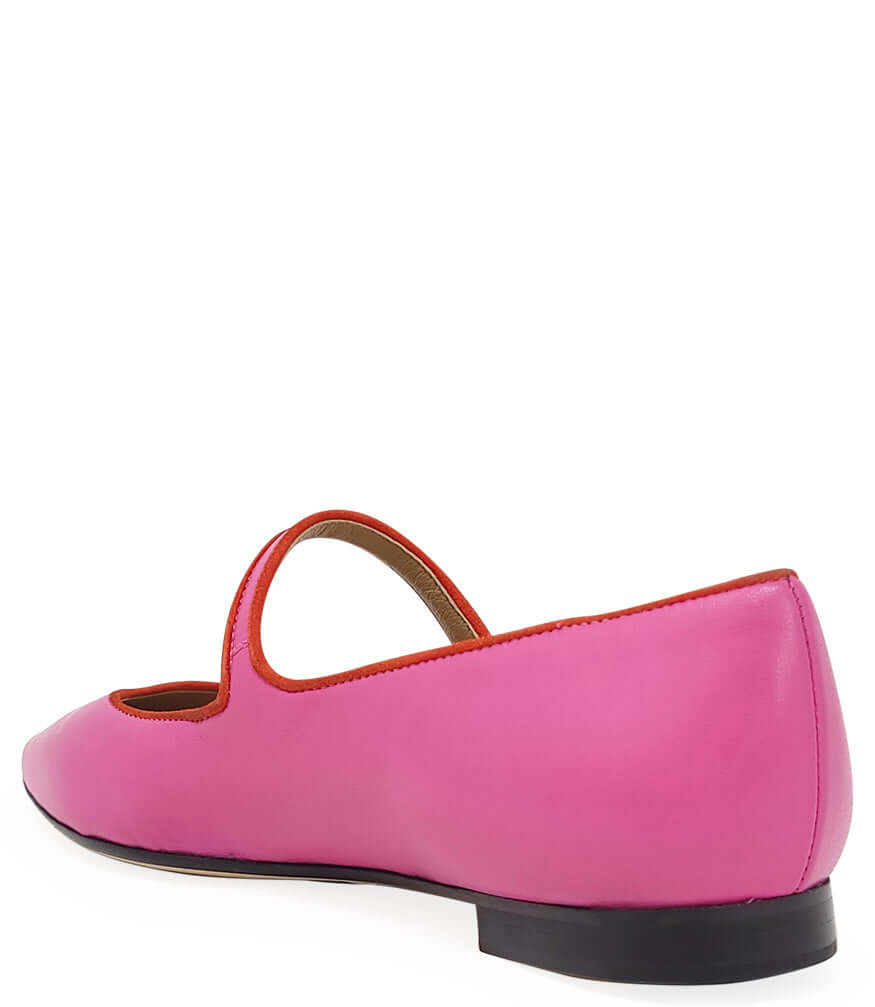 Pink Leather Flat Pointy Ballet