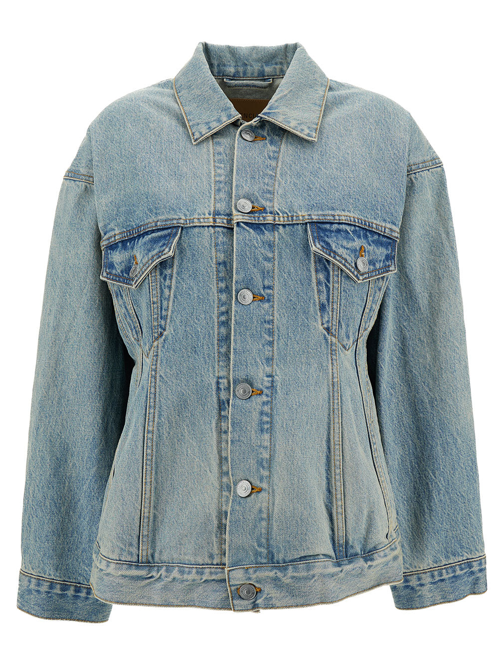 Balenciaga Women 'Hourglass' Light Blue Jacket With Branded Buttons In Cotton Denim Woman