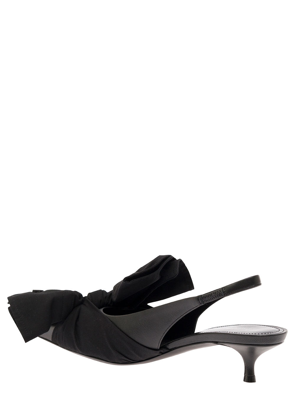 Balenciaga Women Black Slingback Pumps With Knot Detail In Leather And Cotton Woman