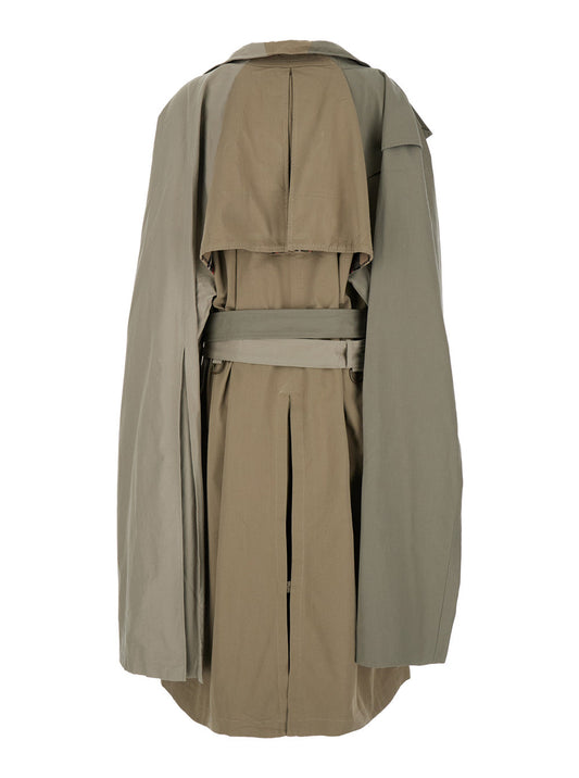 Balenciaga Women 'Double Sleeve' Beige Trench Coat With Extra Pair Of Sleeves In Cotton Woman