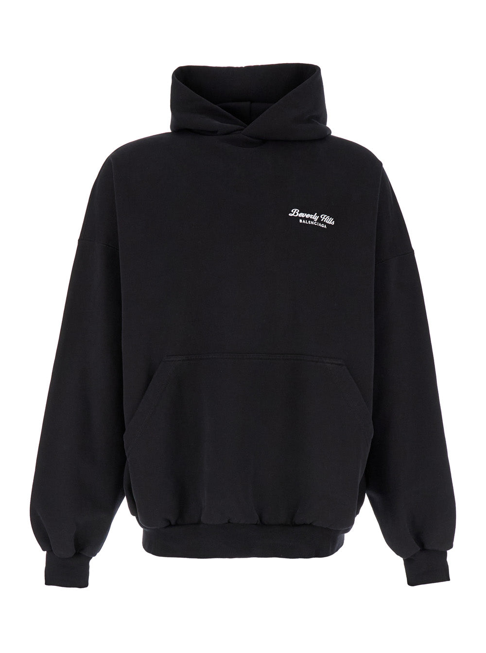 Balenciaga Women 'Beverly Hills' Oversized Black Hoodie With Logo Print In Cotton Woman