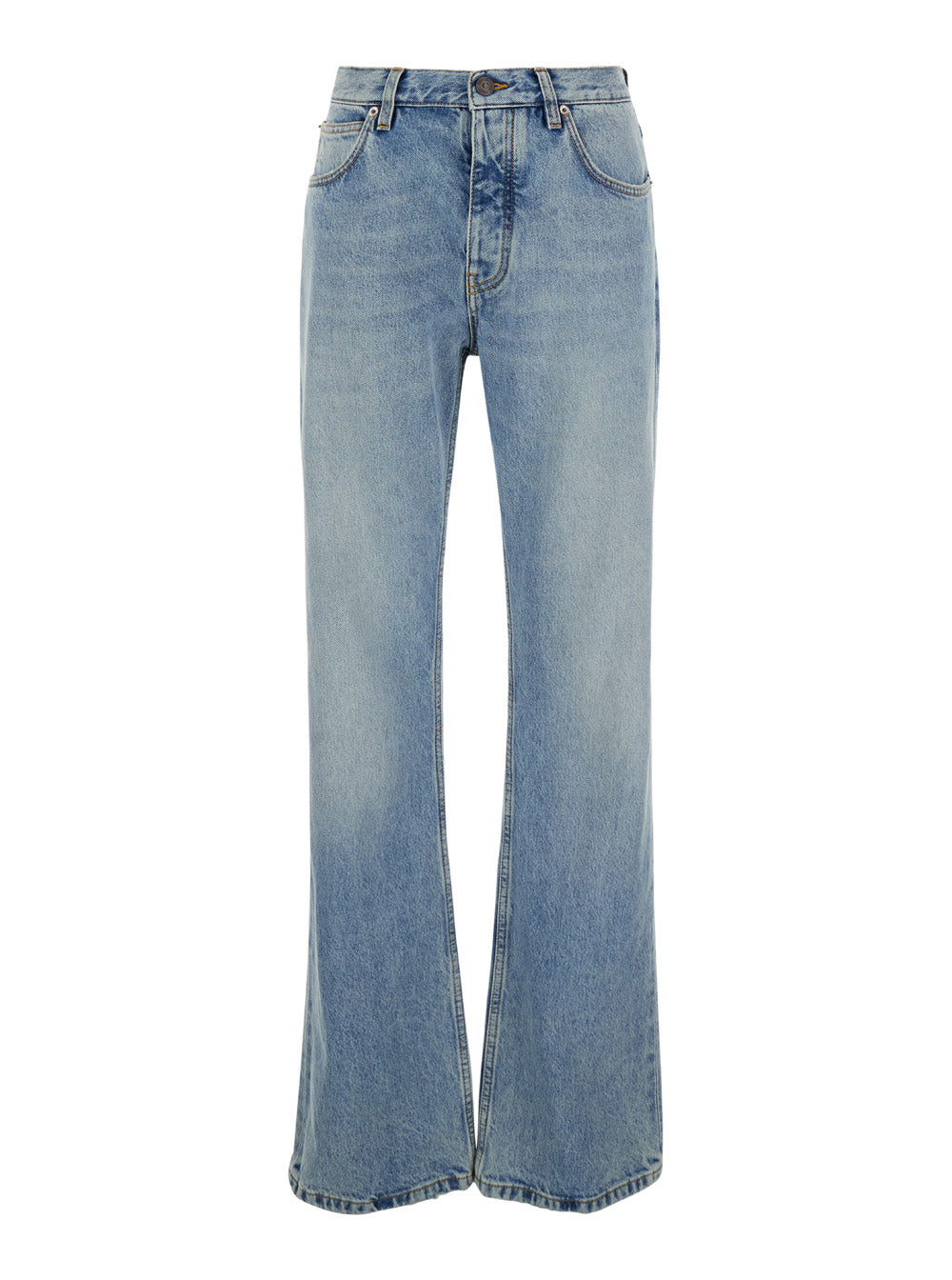 Balenciaga Women Light Blue Low Waisted Straight Jeans In Denim Woman
