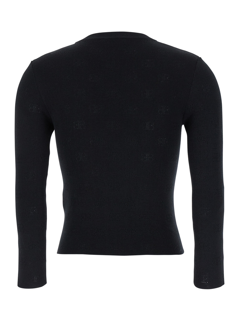Balenciaga Women Black Sweater With All-Over Bb Motif In Open Knit Wool Woman