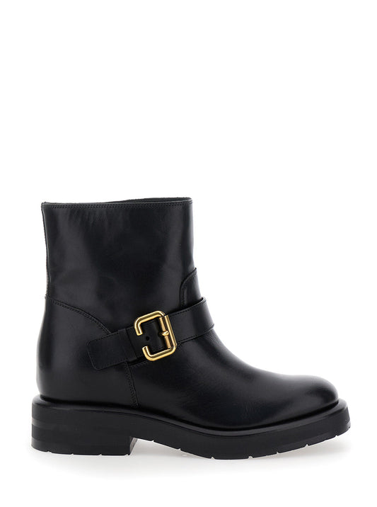 Chloé Women 'Coddington' Black Ankle Boots With Paddington Buckle In Leather Woman