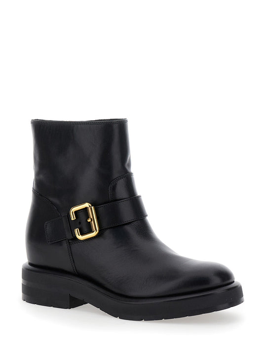 Chloé Women 'Coddington' Black Ankle Boots With Paddington Buckle In Leather Woman