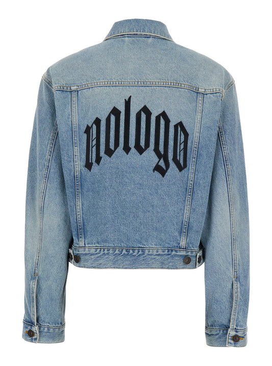 Balenciaga Women 'No Logo' Light Blue Jacket With Artwork Embellishment In Denim Woman