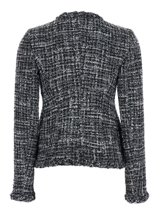 Valentino Women Black And White Jacket With Concealed Closure In Tweed Woman