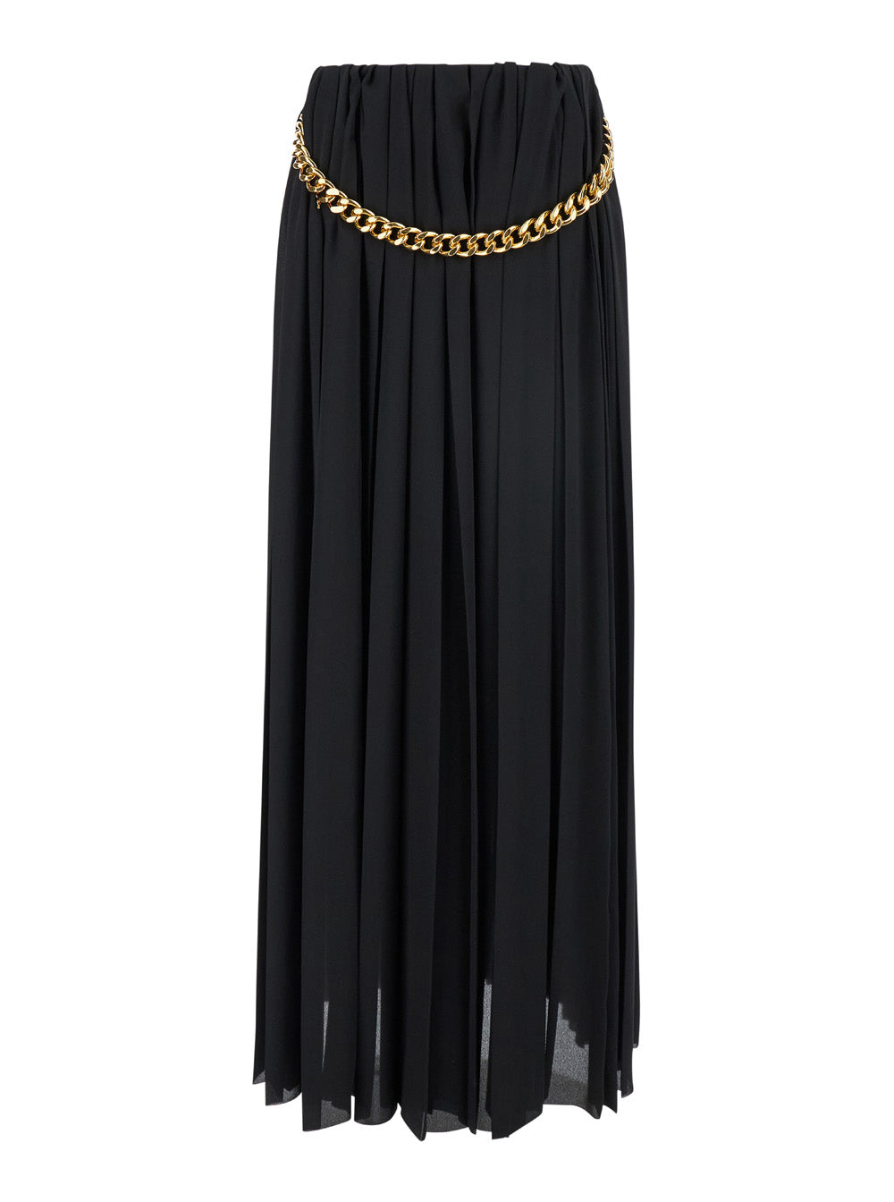 Balenciaga Women Black Long Pleaded Skirt With Belt In Tech Fabric Woman