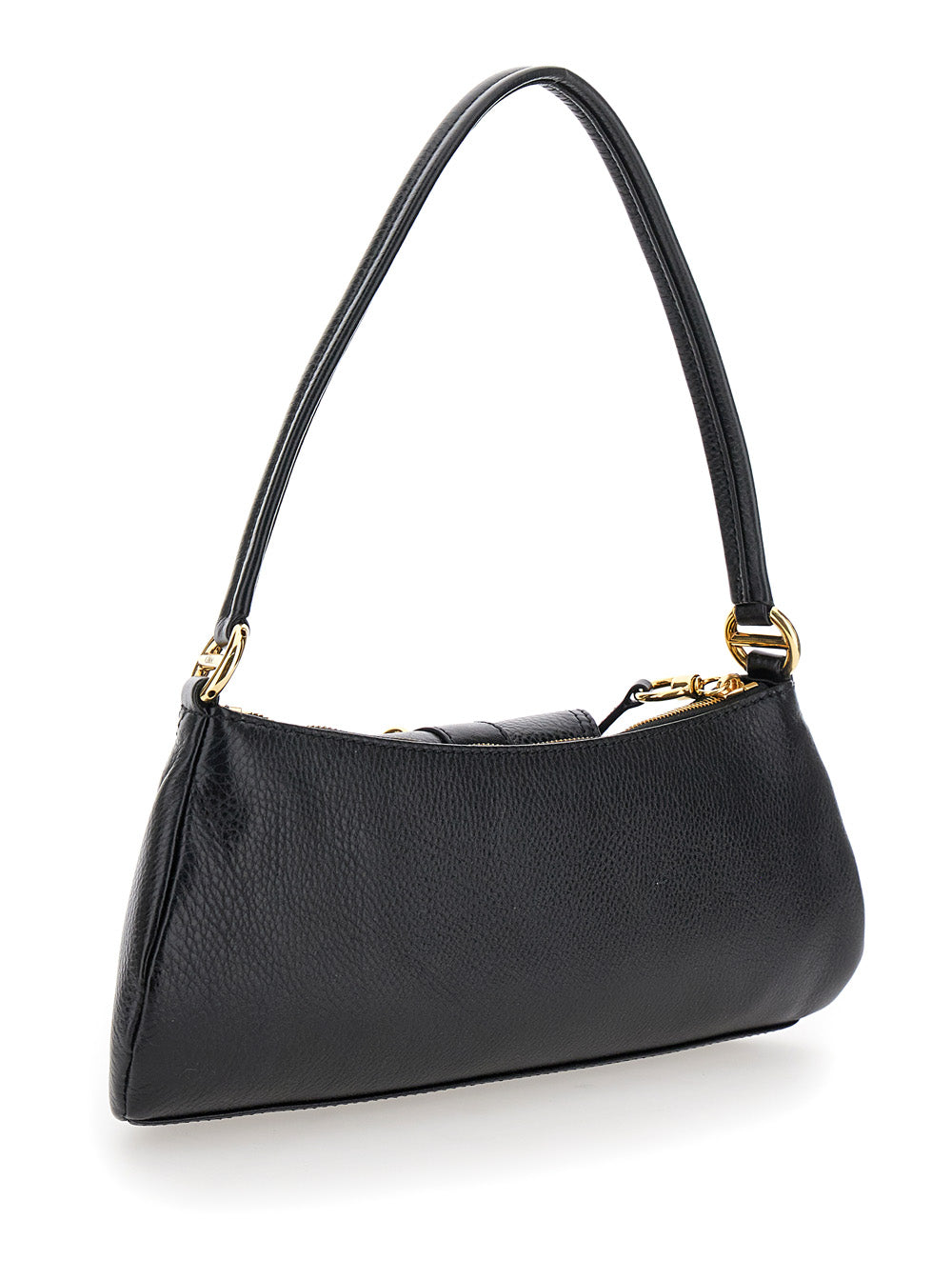 Chloé Women 'The 99' Black Shoulder Bag With Padlock In Hammered Leather Woman