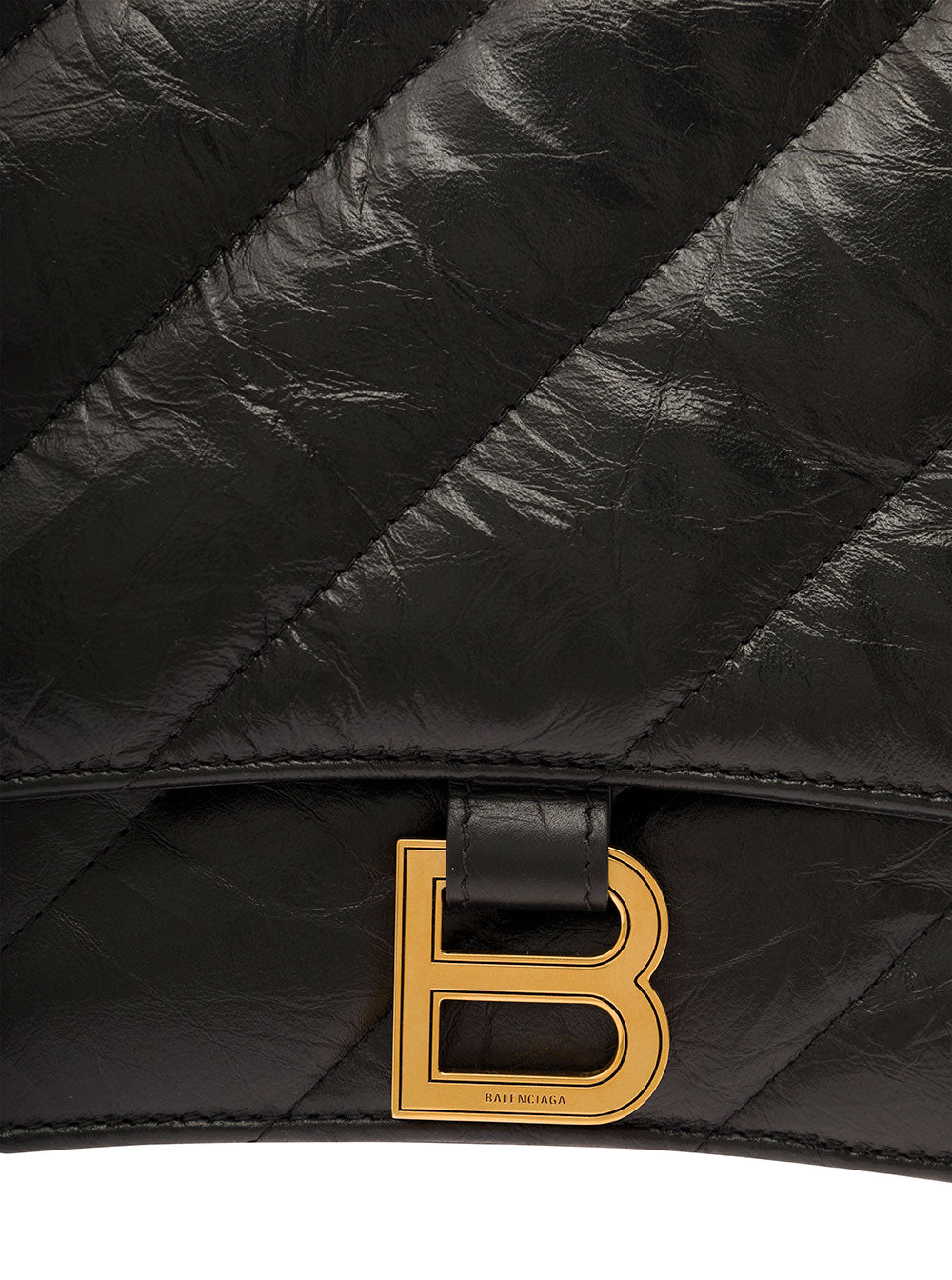Balenciaga Women 'Crush Media' Black Quilted Cross Body Bag In Leather Woman