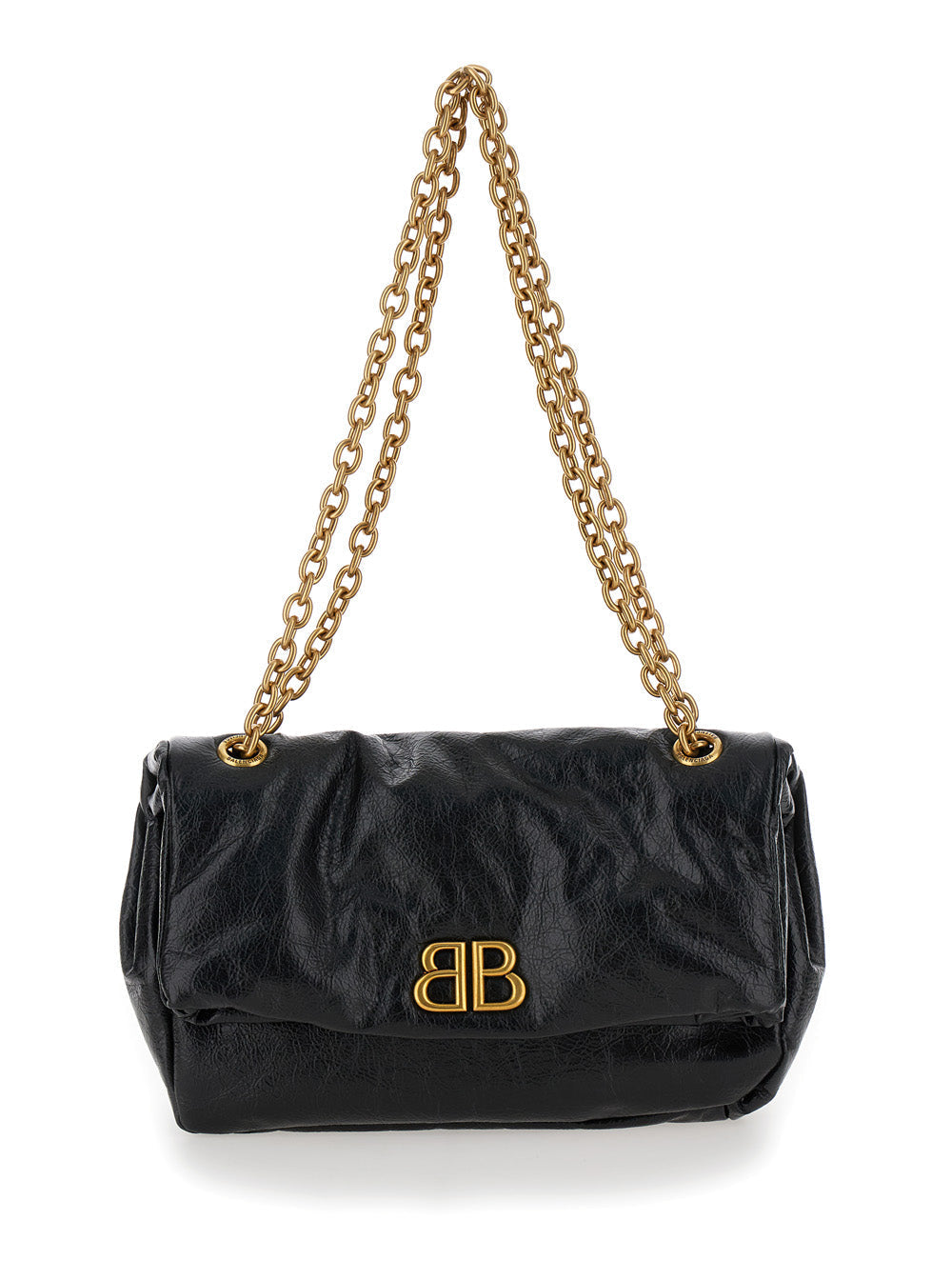 Balenciaga Women 'Monaco Chain' Black Shoulder Bag In Leather Woman