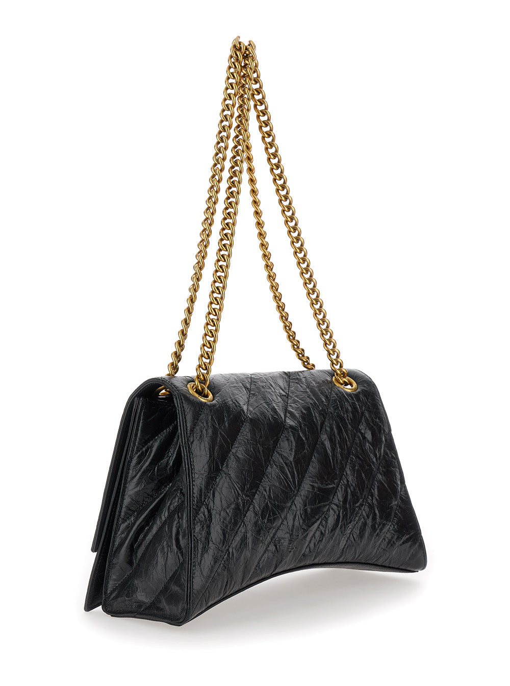 Balenciaga Women 'Crush M' Black Crossbody Bag With B Logo In Crush Quilted Leather Woman