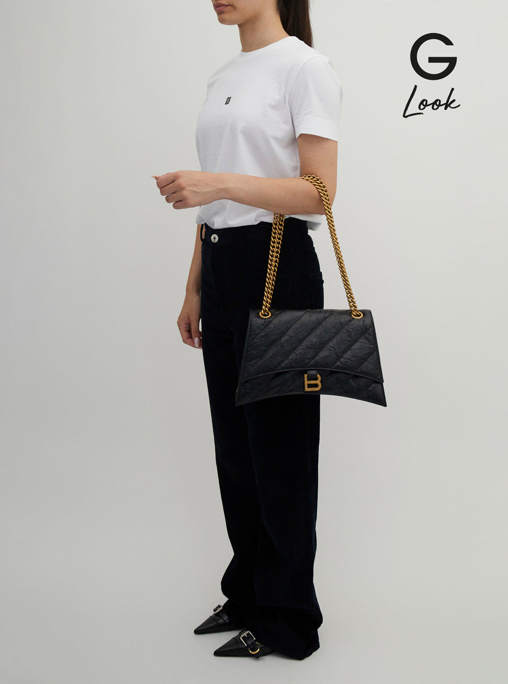 Balenciaga Women 'Crush M' Black Crossbody Bag With B Logo In Crush Quilted Leather Woman